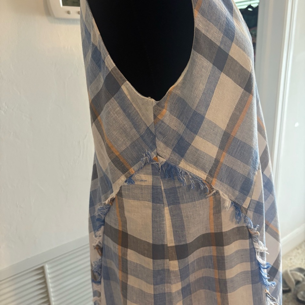 Doe & Rae Blue & White Plaid Sleeveless Swing Dress! Beautiful! Cotton blend. M - Picture 8 of 14